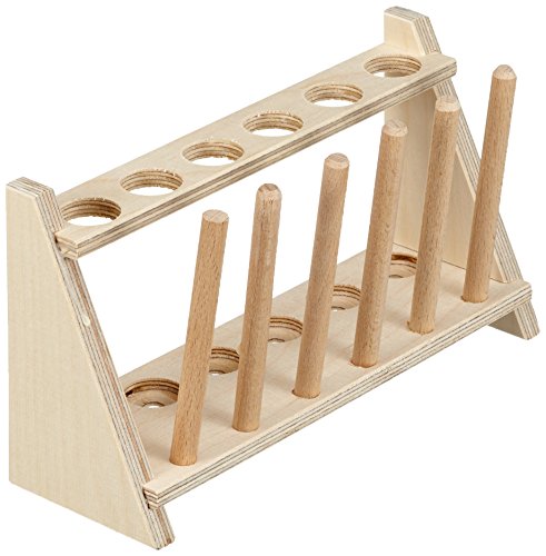 neoLab Reagenzglasgestell Holz mit 6 Abtropfstäben für 6 Gläser, Loch-Durchmesser 20 mm von neoLab