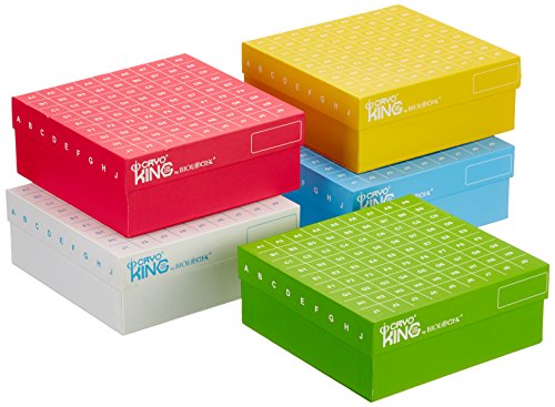 neoLab Karton Kryobox mit Anhängendem Deckel für 100 1.5/2ml Kryovials, Grün/Weiss/Rot/Gelb/Blau, 133mm x 133mm x 95mm, 5 Stück neoLab Karton Kryobox mit Anhängendem Deckel für 100 1.5/2ml Kryovials, Grün/Weiss/Rot/Gelb/Blau, 133mm x 133mm x 95mm, 5 Stück von neoLab