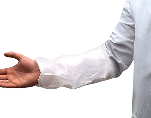 neoLab Polypropylen Armstulpen mit Beidseitigem Gummizug, Weiß, 38cm Länge, 200 Stück von neoLab