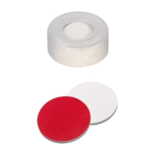 neochrom Schnappringkappe, Rotes PTFE/Weißes Silikon, Transparent, 11mm Öffnung, 100 Stück von neochrom