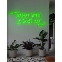 Badass Mit Gutem Ess - Neon Schild, Wohndeko, Led, Schlafzimmer Led Schild Custom, Schlafzimmer, Home von neonlampochkin