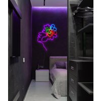 Blumen Gesicht Neon Schild | Led Wandkunst - Licht Für Raum Design Schlafzimmer von neonlampochkin