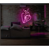 Damen Mit Katze | Led Neon Schild Schlafzimmer Und Home Gym Light| Beliebte Custom Light Wall Frau Katze|Kat in Den Armen von neonlampochkin