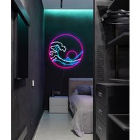 Meeresuntergang Welle Rund - Led Neon Schild, Geschenk, Wand Dekor, Gaming Helle Lichter, Anime Wandbehang von neonlampochkin