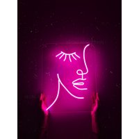 Pinkes Gesicht Neon - Neon Schild Rosa, Deko Für Wand, Dekor Café, Acryltafel von neonlampochkin