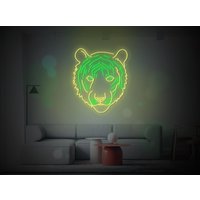 Tiger Gesicht Neon Zeichen| Led Schild| Tiger Neon Schild|Animals Schild|Tiger Wanddeko|Tiger von neonlampochkin