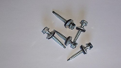 100 Stück Bohrschrauben 4,8 x 35 mm mit 14 mm Dichtscheiben für Holzunterkonstruktionen (4,8 x 35 mm) von nes