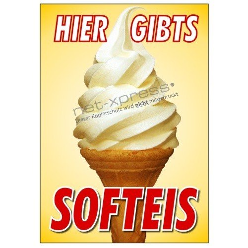 net-xpress Plakat Softeis Foto Vanille-Softeis DIN A1, Werbeplakat Poster von net-xpress