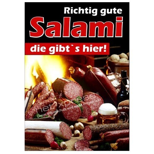 Fleischerei-Plakat für Salami-Werbung DIN A1, Werbeplakat Poster Metzgerei von net-xpress