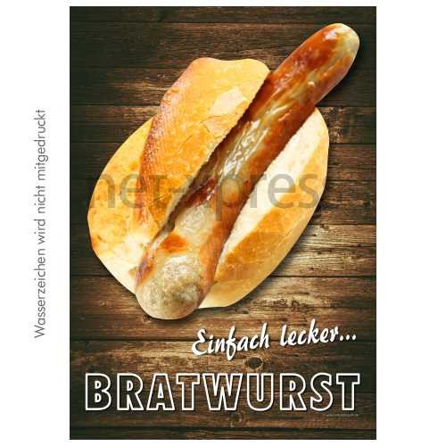 Imbissplakat Bratwurst im Brötchen, Werbeplakat Plakat Werbeplakate Motiv Vorlage Druck, Ausführung:Plakat PVC wetterfest DIN A0 von net-xpress