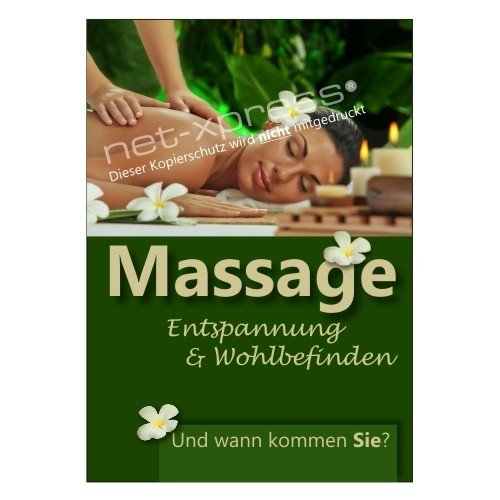 Plakat für Massage-Werbung DIN A1, Werbeplakat Poster Wellness von net-xpress
