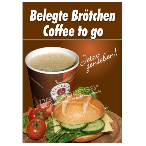 Bäckerplakat belegte Brötchen & Coffee to go DIN A1, Werbeplakat Kaffee von net-xpress