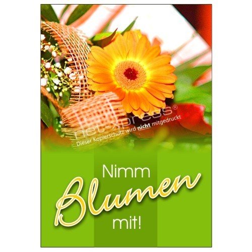 net-xpress Blumen-Werbeplakat Nimm Blumen mit DIN A1, Plakat Poster Blumenladen von net-xpress