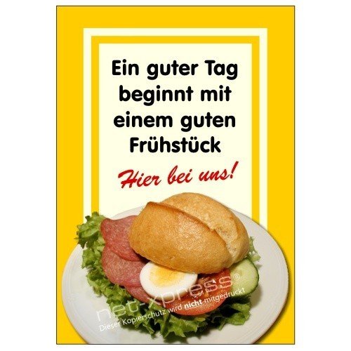 net-xpress Frühstücksplakat mit Bild belegtes Brötchen A1, Werbeplakat Plakat Poster von net-xpress