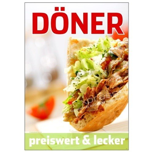 net-xpress Gastroplakat für Döner-Werbung A1, Werbeplakat Plakat Poster Döner Imbiss von net-xpress