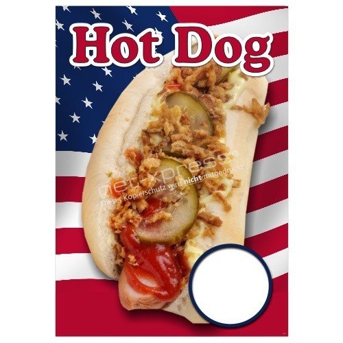 net-xpress Imbissplakat für Hot Dog Werbung DIN A1, Werbeplakat Plakat Poster Hotdog von net-xpress