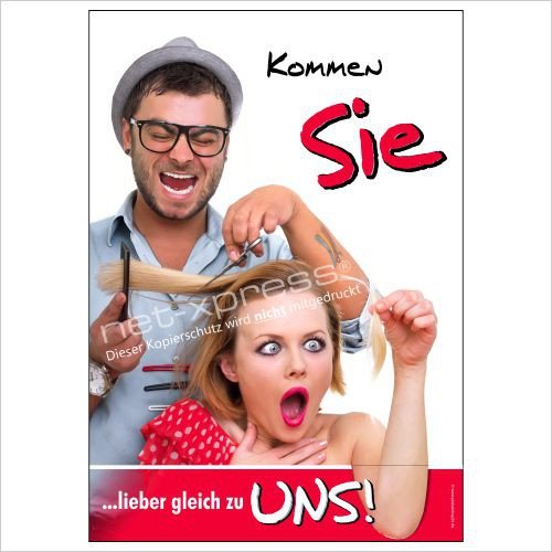 net-xpress Lustiges Coiffeur-Plakat A1 Werbeplakat Plakat Poster Friseur Coiffeur von net-xpress