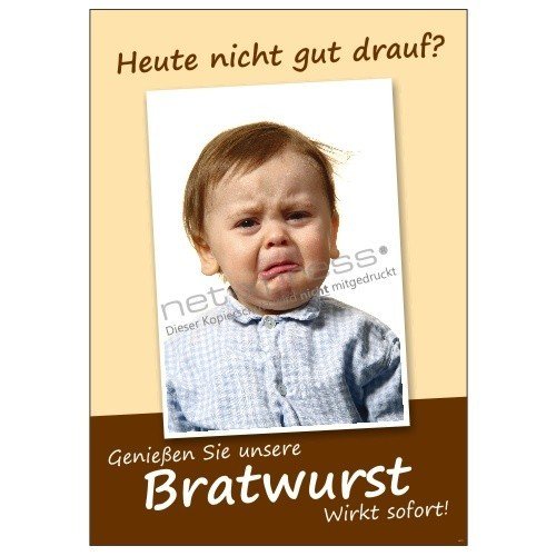 net-xpress Lustiges Plakat für Bratwurst-Werbung DIN A1, Werbeplakat Poster Imbiss Wurst von net-xpress