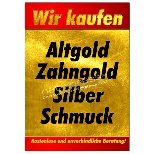 net-xpress Plakat Ankauf von Gold, Silber, Schmuck A1, Werbeplakat Poster Bargeld von net-xpress