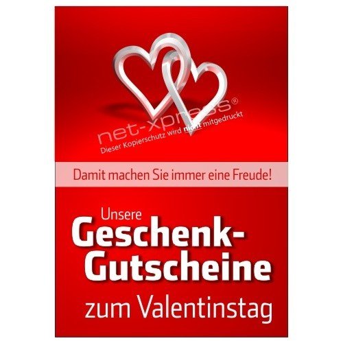 net-xpress Plakat Geschenkgutscheine zum Valentinstag A1, Werbeplakat Poster Gutschein von net-xpress