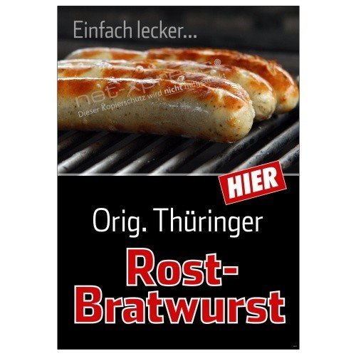 net-xpress Plakat Original Thüringer Rostbratwurst A1, Werbeplakat Poster Bratwurst Wurst von net-xpress