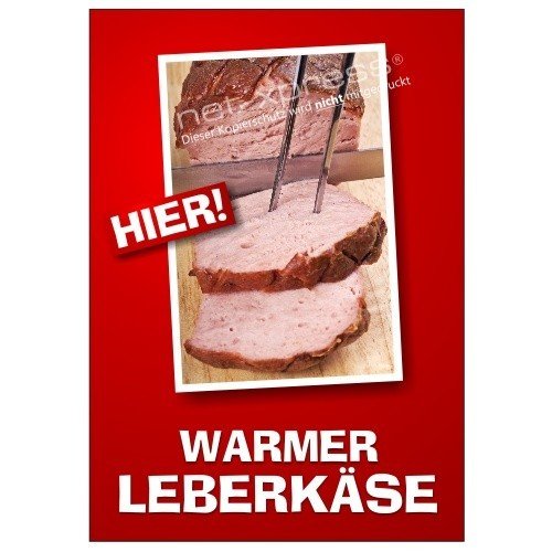 net-xpress Plakat Warmer Leberkäse DIN A1, Werbeplakat Poster Metzgerei Imbiss von net-xpress