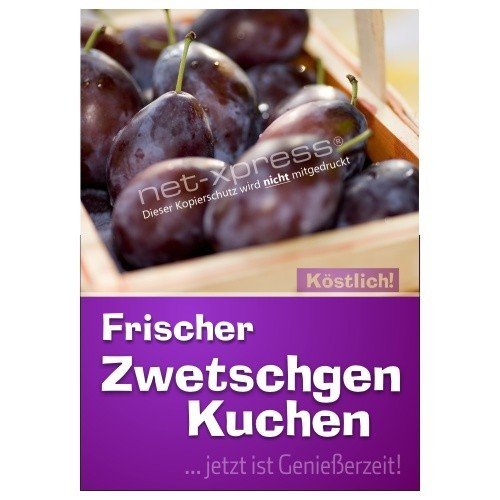 net-xpress Plakat Zwetschgenkuchen für Kundenstopper DIN A1, Werbeplakat Poster von net-xpress