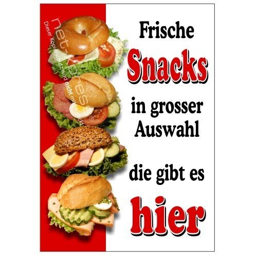 net-xpress Plakat frische Snacks und belegte Brötchen A1, Werbeplakat Poster Frühstück von net-xpress