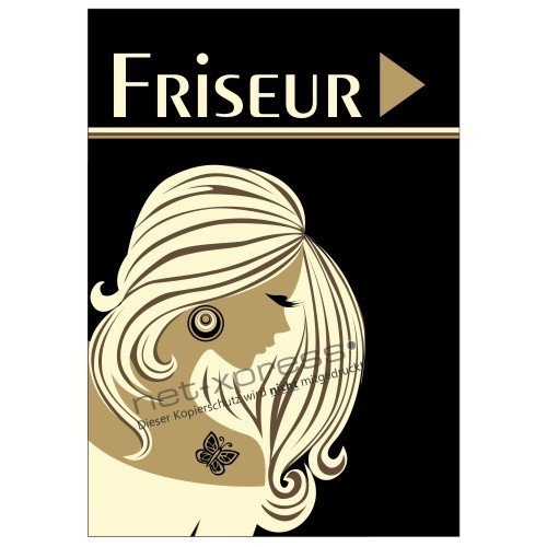 net-xpress Poster Friseur mit Pfeil rechts DIN A1, Werbeplakat Plakat Kundenstopper von net-xpress