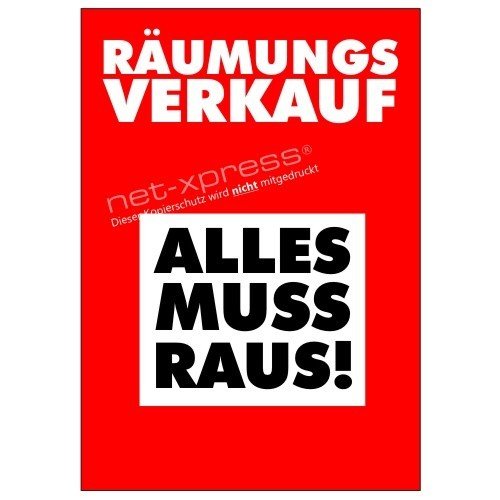 net-xpress Werbeplakat Räumungsverkauf A1, Plakat Poster Sonderaktion Umbau von net-xpress