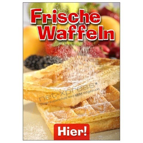 net-xpress Werbeplakat frische Waffeln DIN A1, Plakat Poster Bäckerei Snack von net-xpress