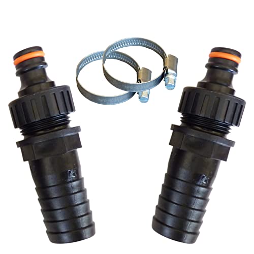 netSells - Auswahl Größe - kompakter Schlauchadapter Schlauchverbinder für Gardena Stecksystem auf 25 32 mm Poolschlauch, Hier: 2 Stück Ø 32 mm inkl. Schlauchschelle von netSells