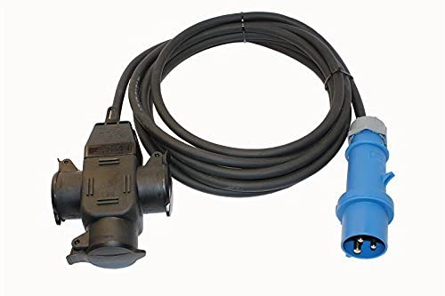 CEE Adapterleitung 10m CEE 3P Stecker auf Schuko 3-Fach Kupplung H07RN-F 3x2,5 mm² (IP44 - Außenbereich) AC 230V / 16A von netbote24