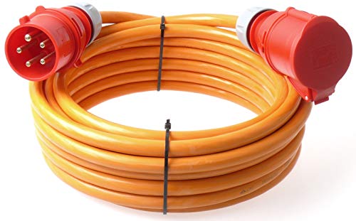 netbote24 CEE Starkstromkabel Verlängerungskabel Pur Leitung H07BQ-F 32A 400V 5g6 5x6 mm² 10m Orange von netbote24