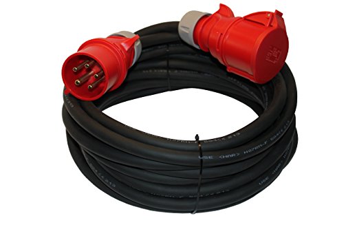 netbote24 maxgo CEE-Starkstromkabel Kraftstromkabel Verlängerungskabel 400V 32A 20m 5P 6h Verlängerung mit Phasenwender H07RN-F 5X2,5 mm² IP44 Außenbereich von netbote24