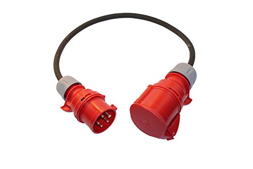 CEE Adapterleitung Starkstromkabel Adapterkabel H07RN-F 5G1,5mm² Stecker 16A auf 32A Kupplung 400V PCE 0,5m von netbote24