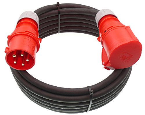 CEE Starkstromkabel Verlängerungskabel mit Phasenwender 32A 400V Gummileitung H07RN-F 5g4 mm² IP44 außen 10m CEE Starkstromkabel Verlängerungskabel mit Phasenwender 32A 400V Gummileitung H07RN-F 5g4 mm² IP44 außen 10m von netbote24