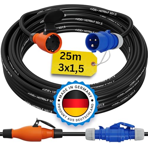 CEE auf Schuko Adapter 25m Camping Stromkabel PCE H07RN-F 3x1,5 Landstromkabel Wohnmobil Wohnwagen Kabel Camping Adapter 25 Meter Strom Verlängerungskabel CEE-Stecker Campingstecker CEE auf Schuko Adapter 25m Camping Stromkabel PCE H07RN-F 3x1,5 Landstromkabel Wohnmobil Wohnwagen Kabel Camping Adapter 25 Meter Strom Verlängerungskabel CEE-Stecker Campingstecker von netbote24