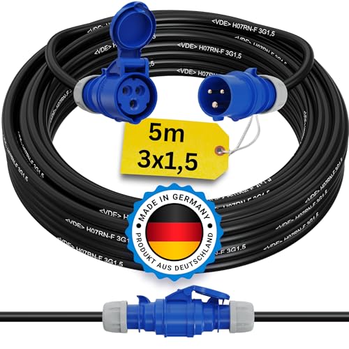 camping kabel 5 meter cee verlängerungskabel 5m außen H07RN-F 3x1,5 PCE strom wohnwagen kabel landstromanschluss wohnmobil caravan adapter verlängerung stromkabel verlaengerungskabel outdoor von netbote24