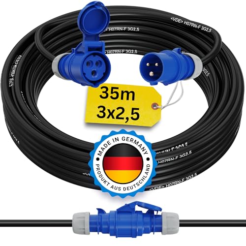 camping kabel 35 meter cee verlängerungskabel 35m außen H07RN-F 3x2,5 PCE strom wohnwagen kabel landstromanschluss wohnmobil caravan adapter verlängerung stromkabel verlaengerungskabel outdoor von netbote24