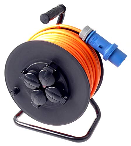 Profi Camping Kabeltrommel CEE Stecker Außen H07BQ-F Pur Leitung 3g2,5 40m schwarz von netbote24