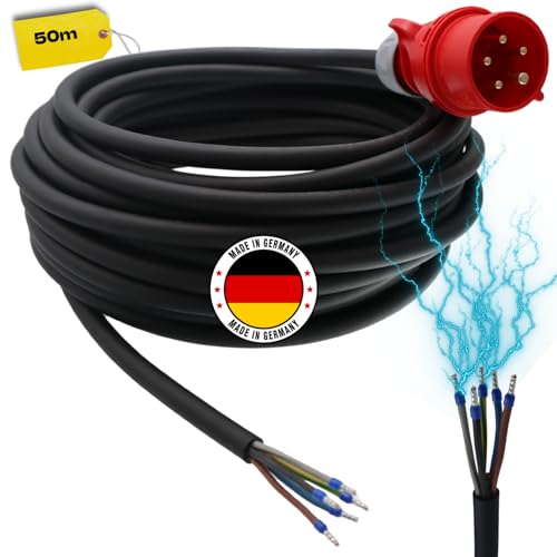 netbote24® CEE Maschinen-Anschlussleitung 400V / 16A H07RN-F 5-polig (3P+N+PE) 5x2,5 mm² IP44 2,5-50m (50m) von netbote24