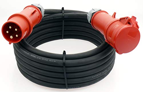 netbote24 CEE Mennekes Verlängerungskabel 32A 400V mit Phasenwender Gummileitung H07RN-F 5x6 5g6 IP44 außen 15m von netbote24