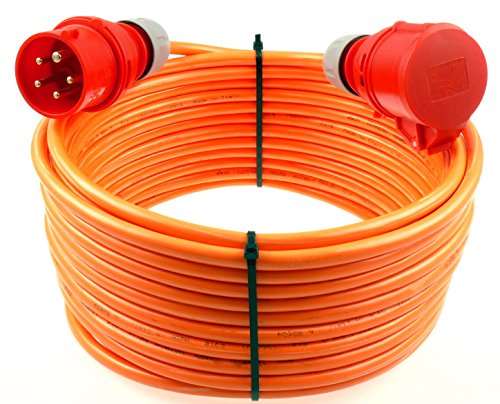 netbote24 maxgo CEE-Starkstromkabel Kraftstromkabel Verlängerungskabel 400V 16A 15m mit Phasenwender 5P 6h Verlängerung Polyurethanleitung Pur Kabel H07BQ-F 5X1,5mm² IP44 Außenbereich von netbote24