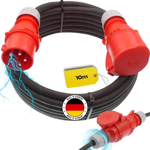netbote24 CEE Starkstromkabel Verlängerungskabel 32A 400V Gummileitung H07RN-F 5g4 mm² IP44 außen 10m von netbote24