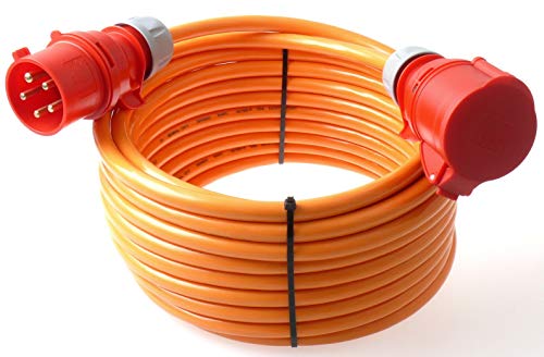 netbote24 CEE Starkstromkabel Verlängerungskabel Pur Leitung H07BQ-F 32A 400V mit Phasenwender 5g4 5x4 mm² 30m Orange von netbote24