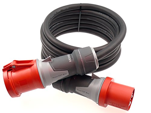 netbote24 HQ-Line CEE Starkstrom Verlängerungskabel 5G10 (5x10mm²) H07RN-F 63A/400V IP44 MENNEKES 5-25m (25m) von netbote24
