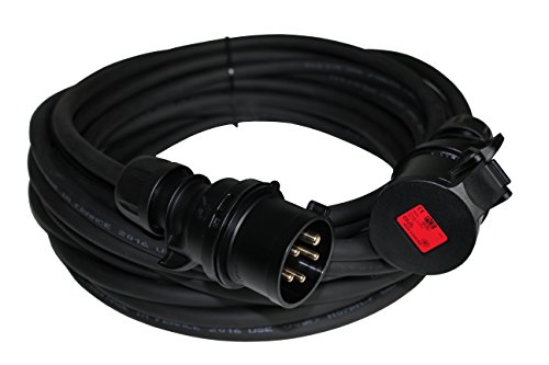 netbote24 Midnight-LINE CEE Verlängerungskabel 16A Stecker SCHWARZ 5-polig H07RN-F 5G1,5 bis 5G2,5 IP44 5-50m (5G2,5; 10m) von netbote24