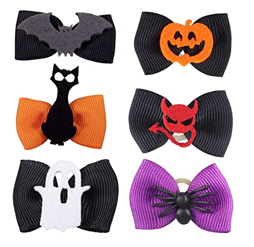 netproshop 10 Stück Mähnenschleifen mit Halloween Motiv Auswahl, Groesse:One Size, Farbe:Fledermaus von netproshop