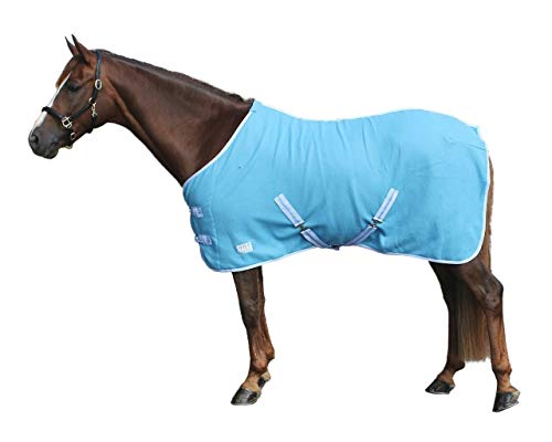 netproshop Fleece Abschwitzdecke mit Kreuzbegurtung, Farbe: Hellblau Gr. 105-155cm, Groesse:115 von netproshop